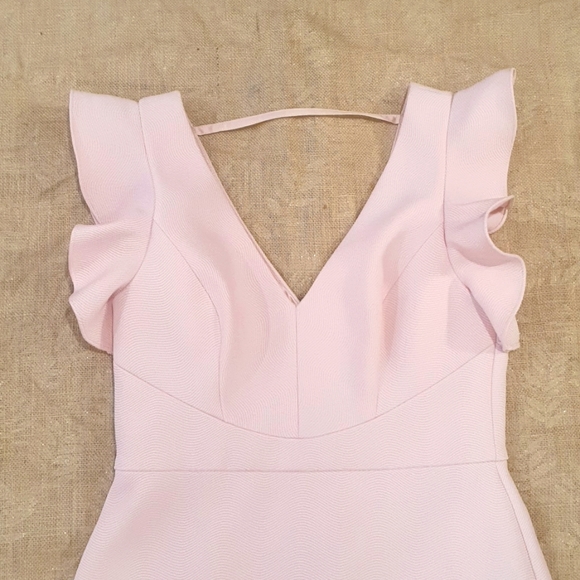 FOREVER NEW Size 12 Pastel Pink Ruffle sleeve flared dress - Picture 2 of 5